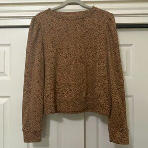 Gap Vintage Soft Puff Sleeve Sweatshirt in Brown Cheetah Print - Size L
